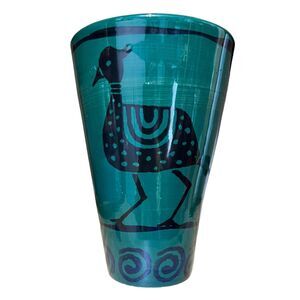 VTG Starbucks 7.8" Ciao Italya Clay Art Pottery Hand Painted Bird Vase Italy